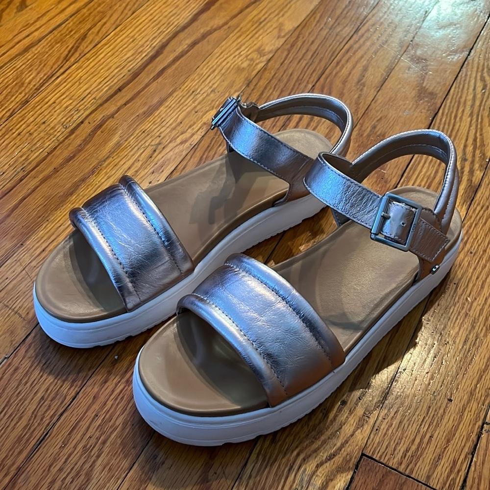UGG Zayne Ankle Strap Sandals, US women’s size 7.  Chrome straps.